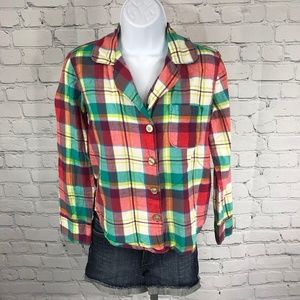 Aerie Plaid Button Down Top Long Sleeve  Shirt